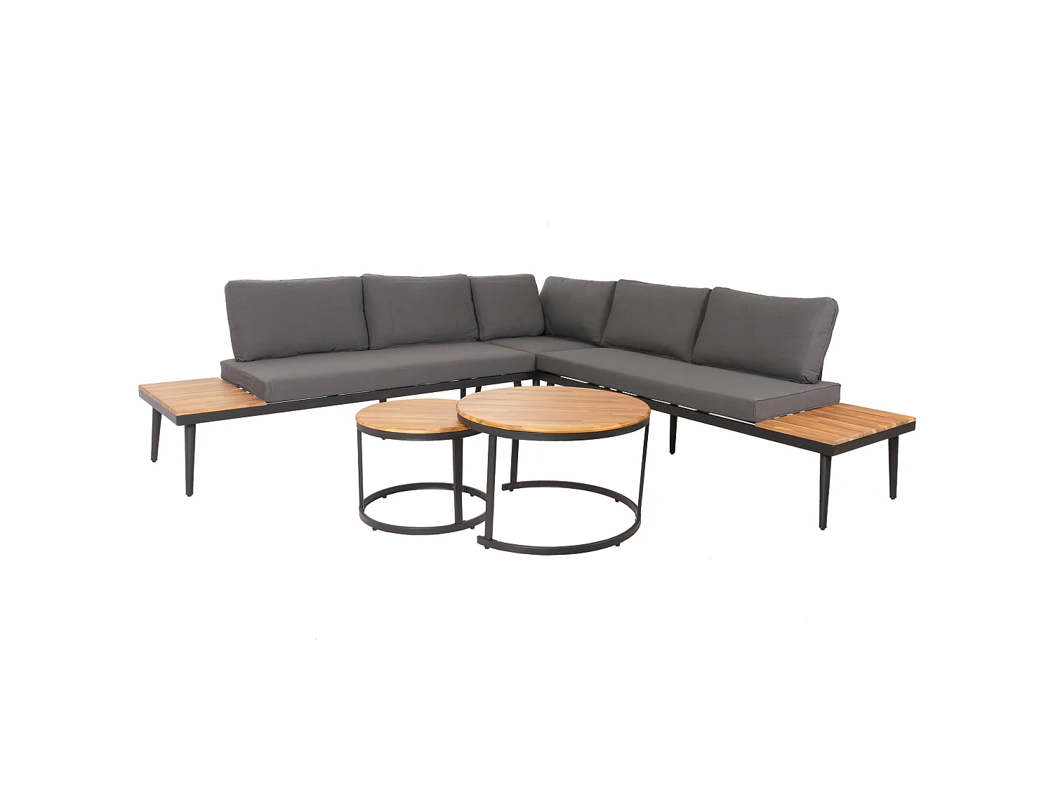 Garten-Garnitur MCW-H54c, Braun, Kissen dunkelgrau