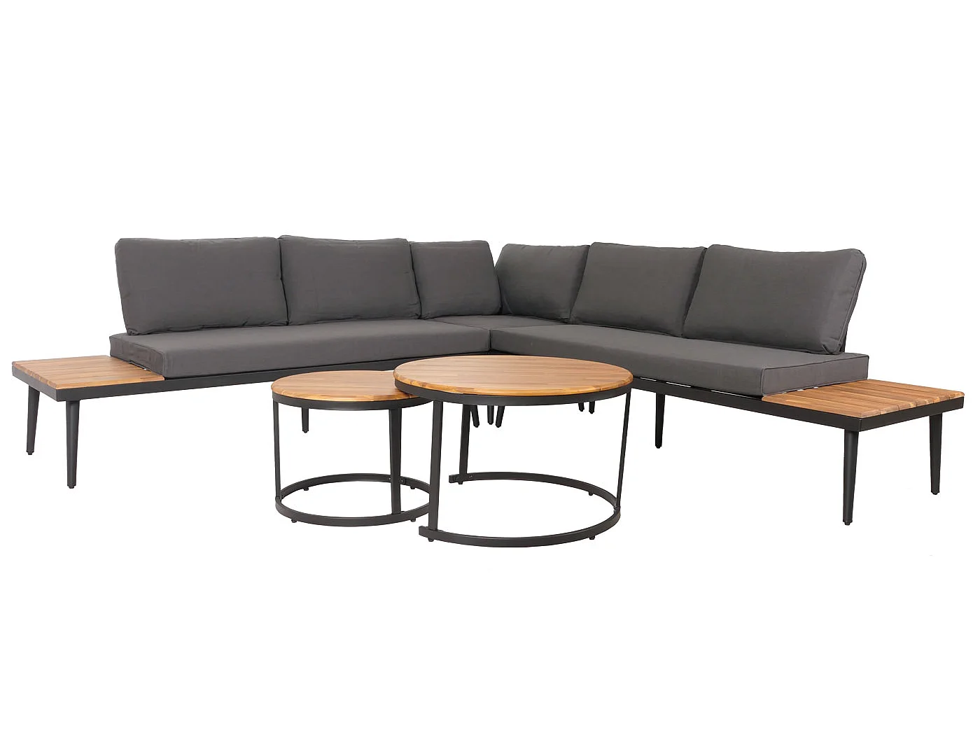 Garten-Garnitur MCW-H54c, Braun, Kissen dunkelgrau