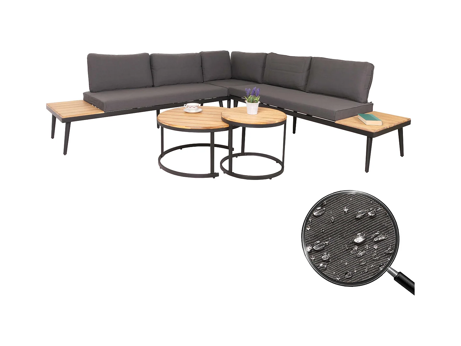 Zestaw ogrodowy MCW-H54c,  jasnobrązowy, poduszki ciemnoszare