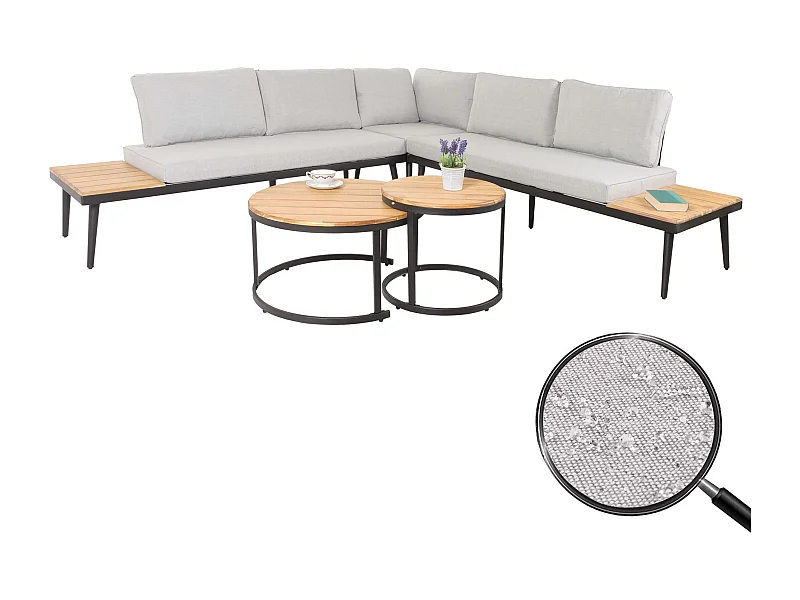 Garten-Garnitur MCW-H54c, Hellbraun, Kissen hellgrau