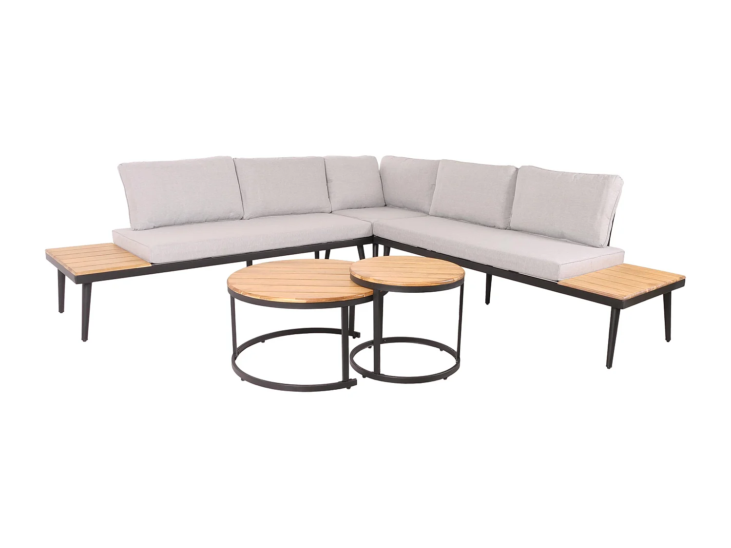 Garten-Garnitur MCW-H54c, Hellbraun, Kissen hellgrau