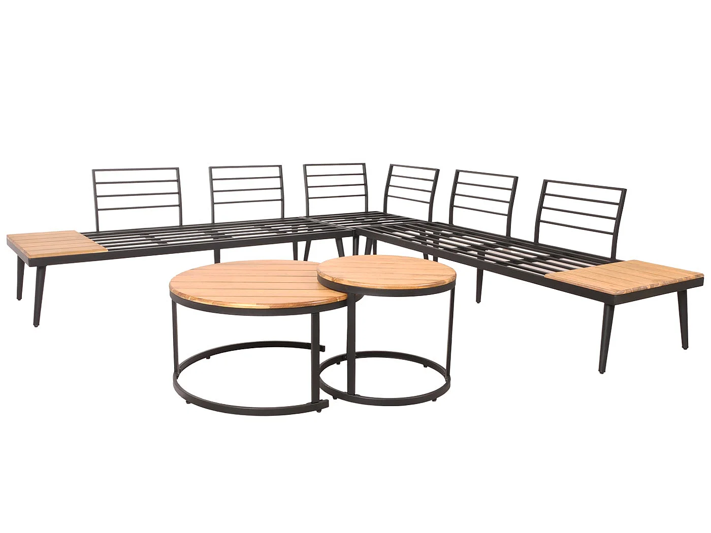 Tuinset MCW-H54c,  lichtbruin, kussens lichtgrijs