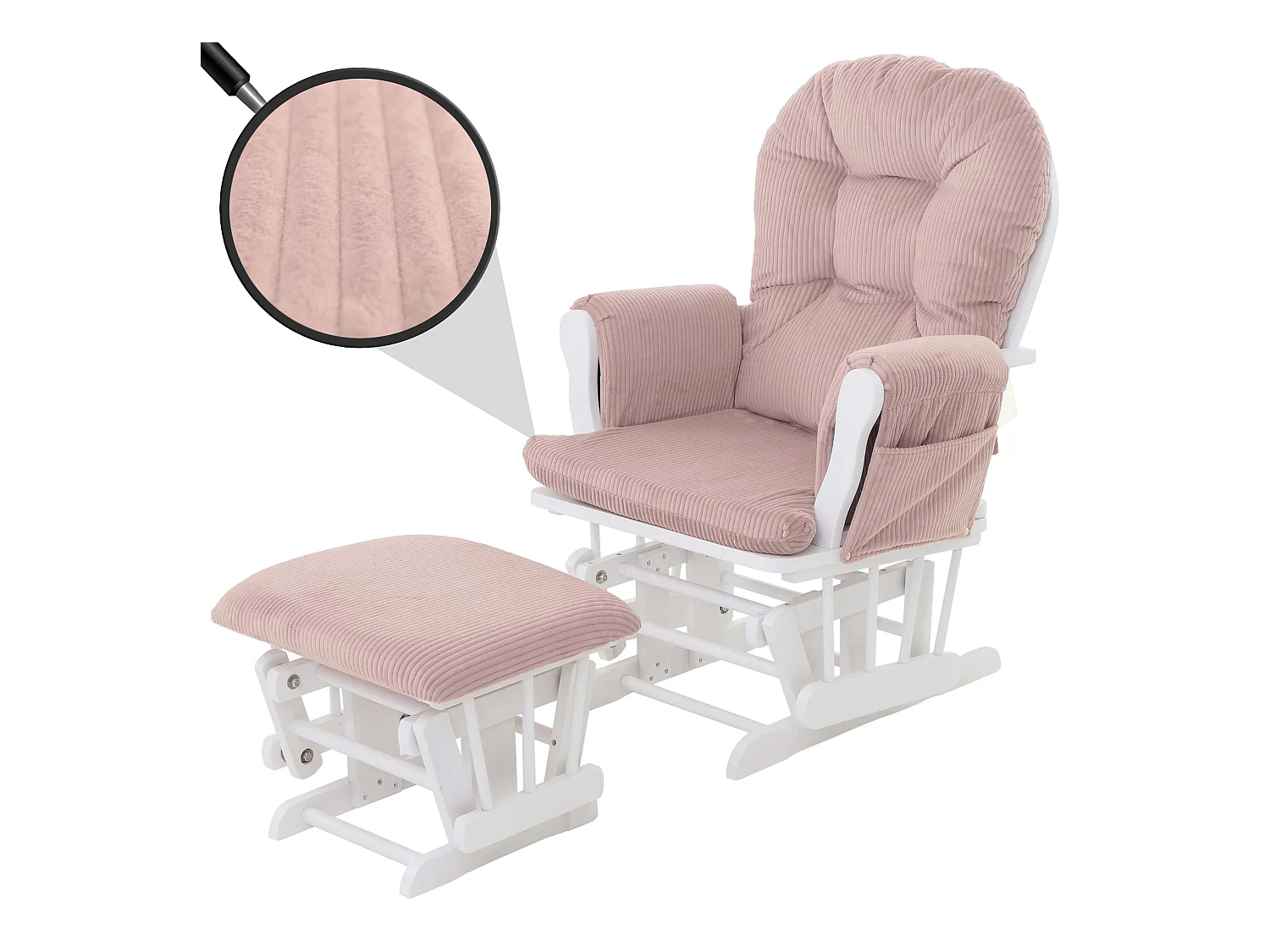 Sillón reclinable MCW-C76,  rosa armazón blanco