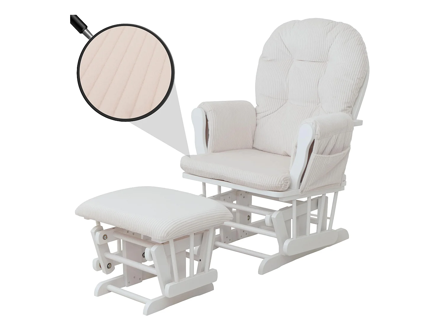Sillón reclinable MCW-C76,  crema armazón blanco