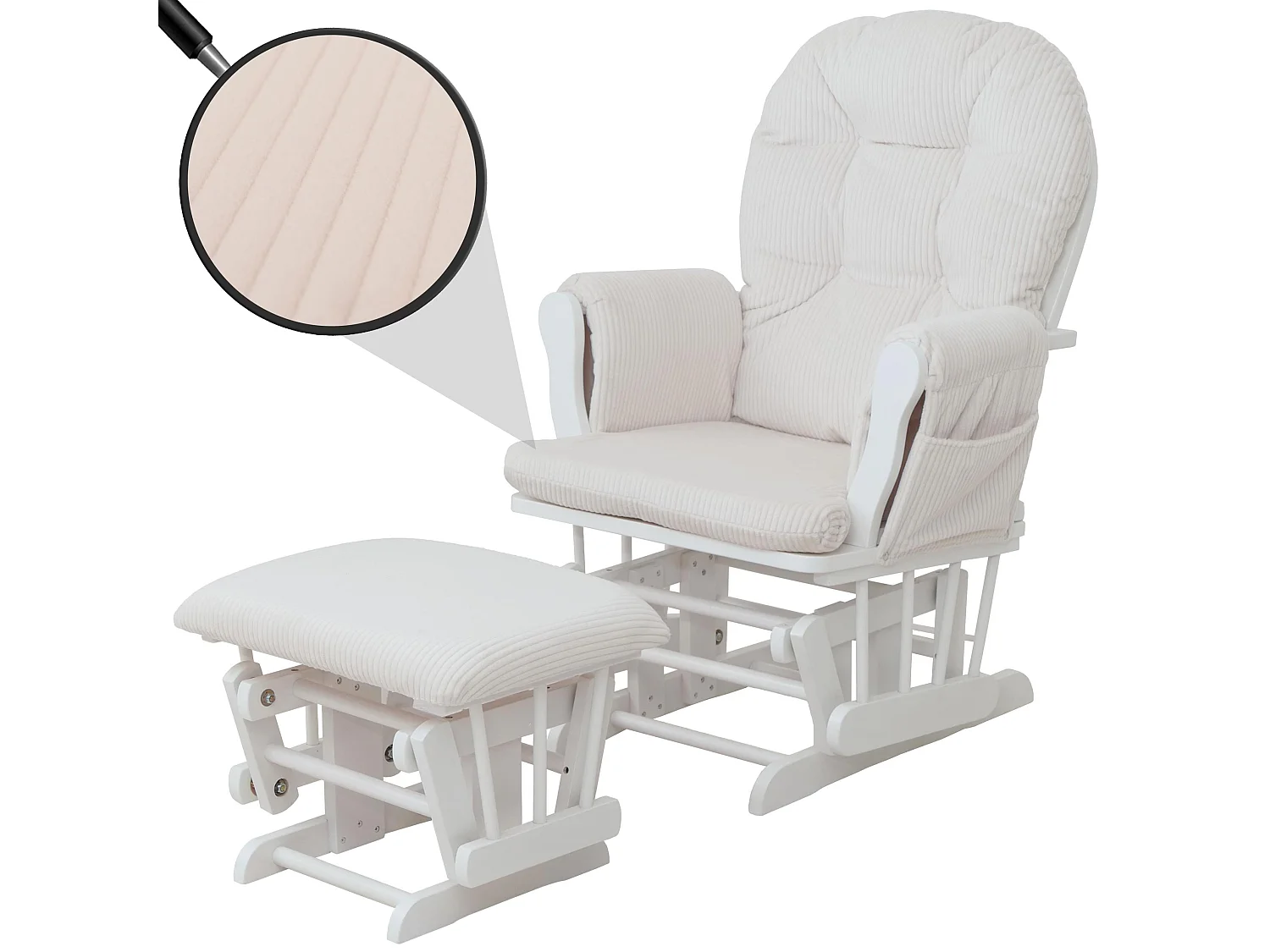 Fauteuil de relaxation MCW-C76,  crème Bâti blanc
