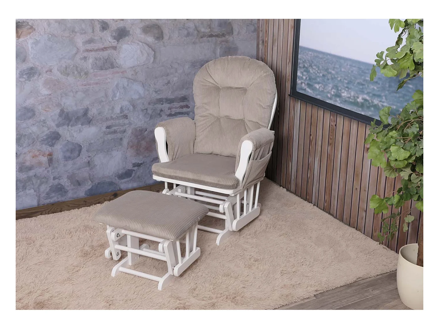 Fauteuil de relaxation MCW-C76,  gris clair Bâti blanc