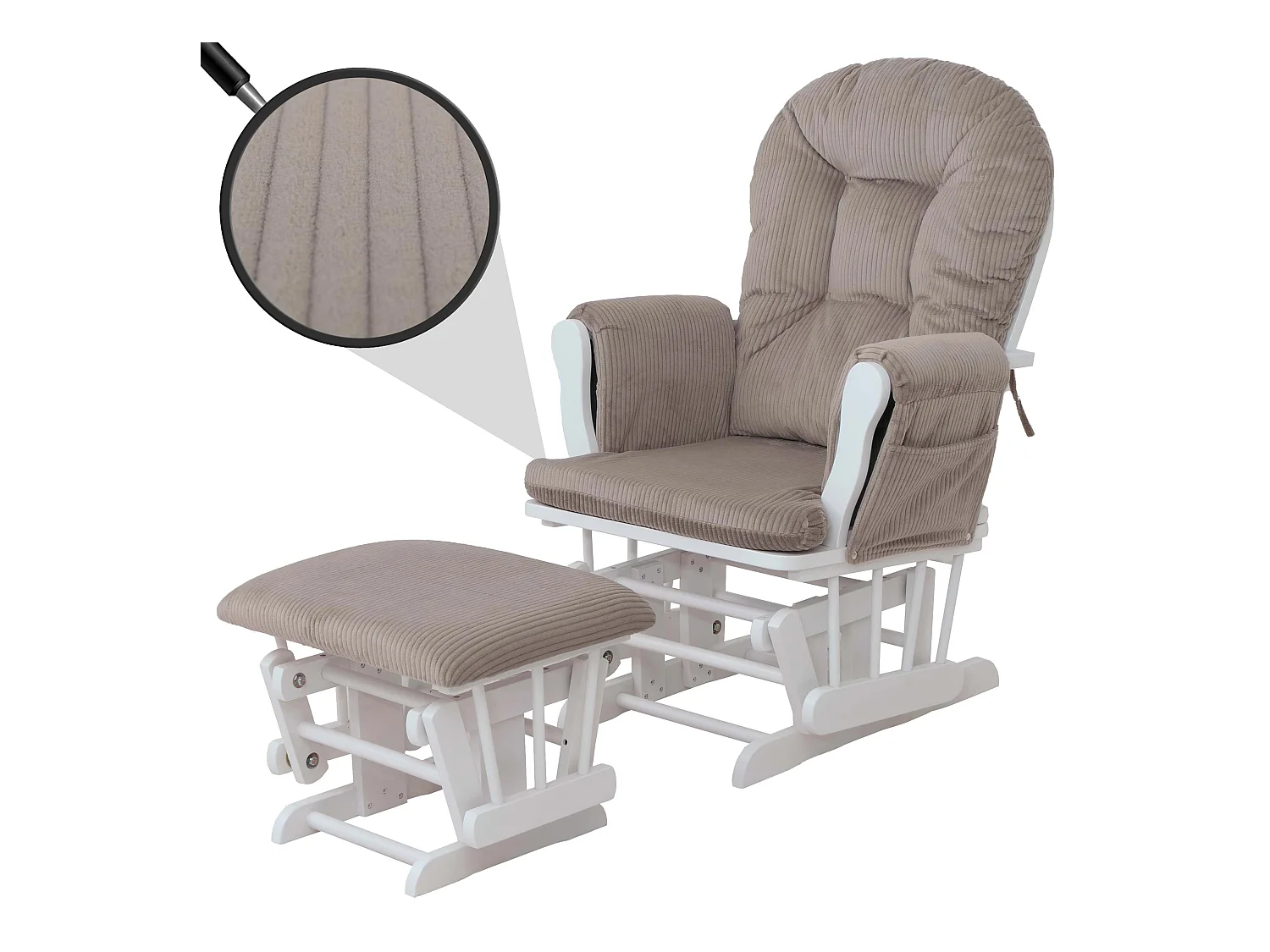 Sillón reclinable MCW-C76,  gris claro armazón blanco