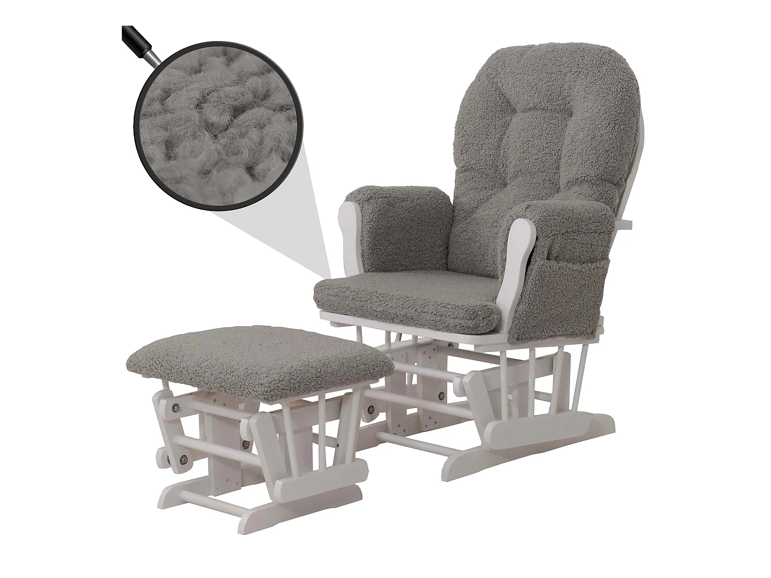 Sillón reclinable MCW-C76,  gris armazón blanco