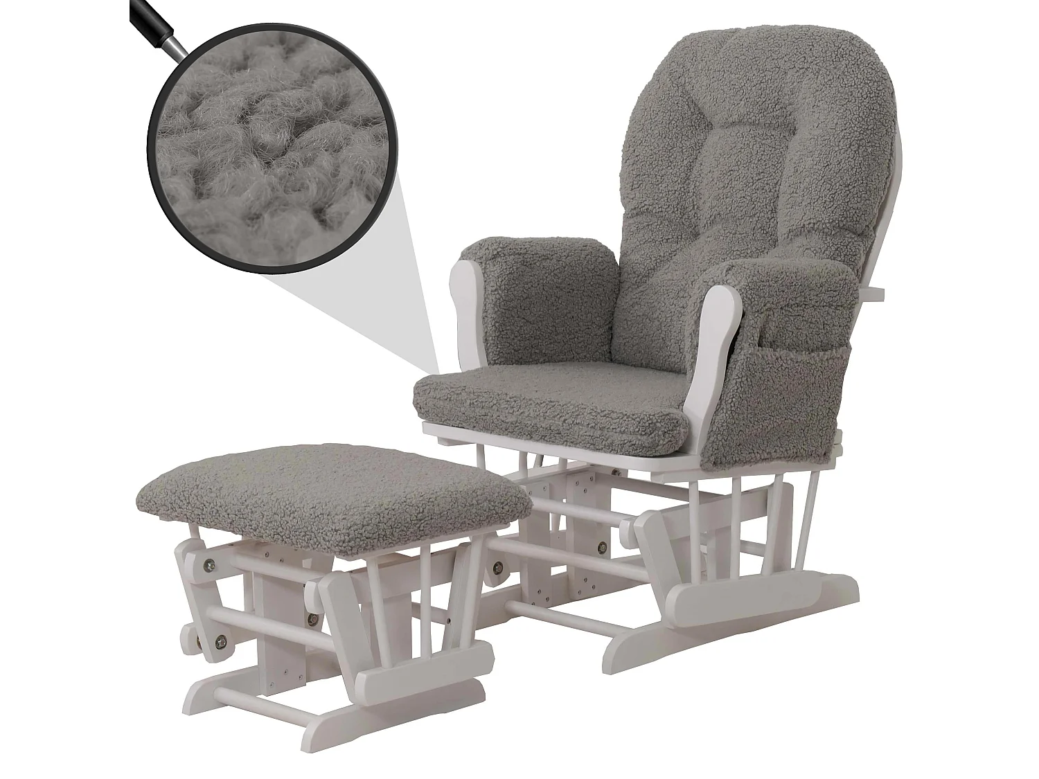 Fauteuil de relaxation MCW-C76,  gris Bâti blanc