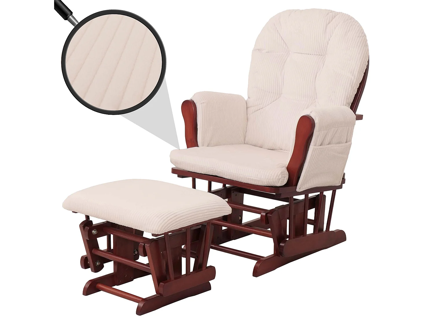 Fauteuil de relaxation MCW-C76,  crème Bâti foncé