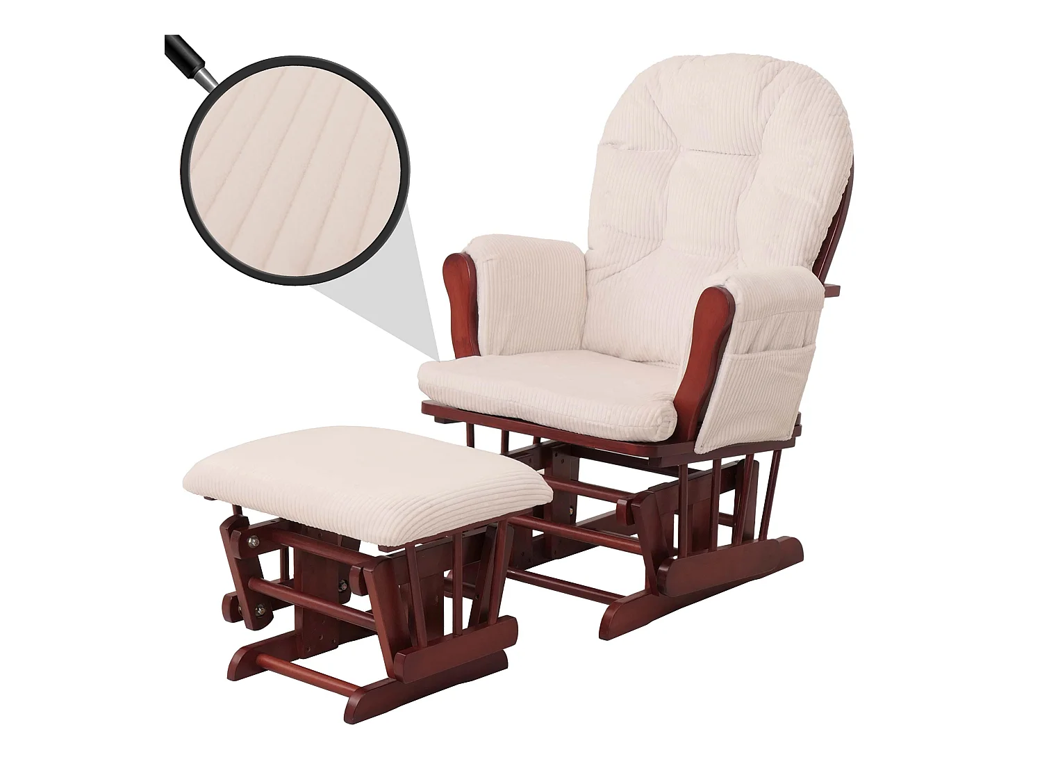 Sillón reclinable MCW-C76,  crema marco oscuro