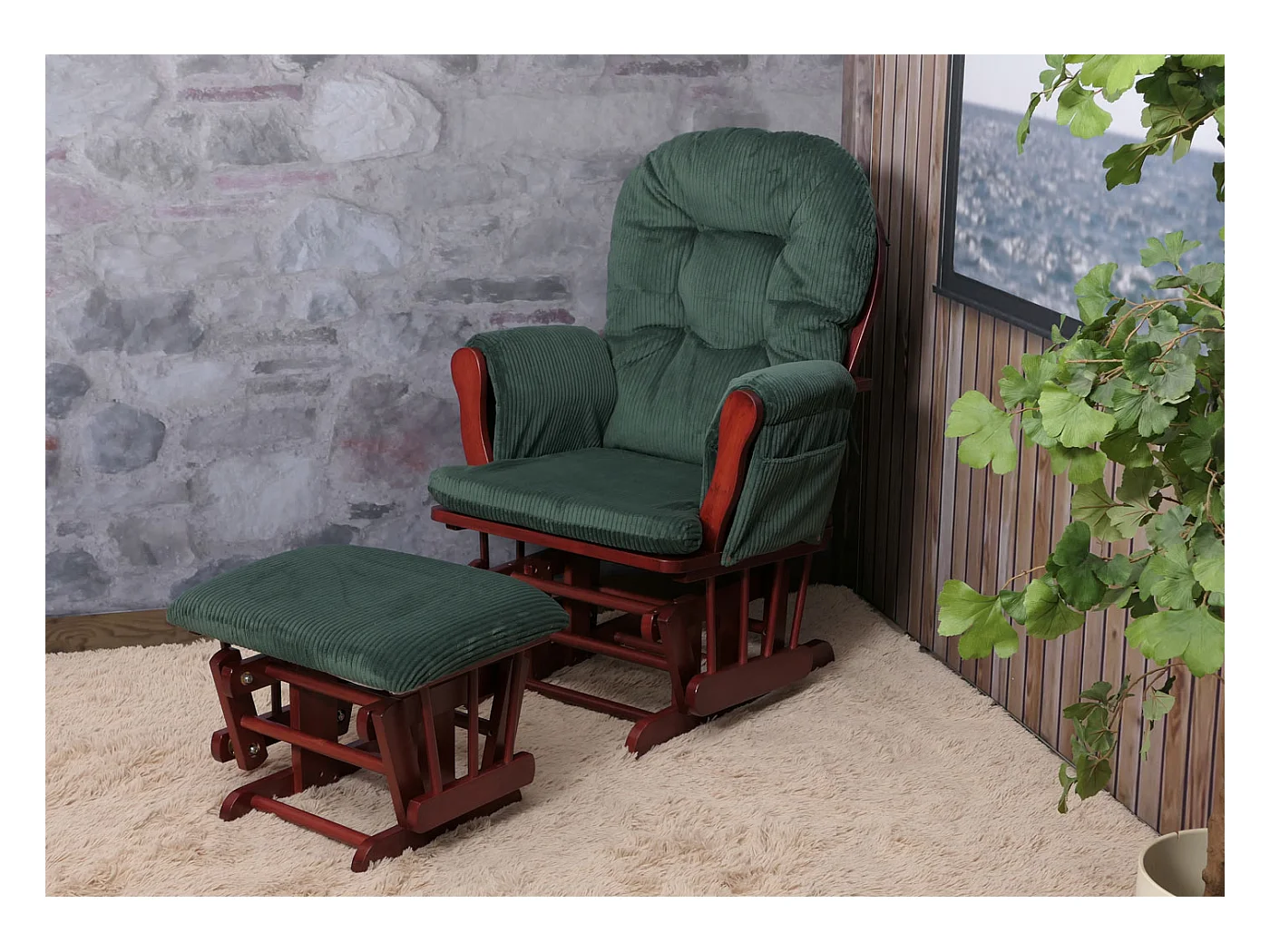 Fauteuil de relaxation MCW-C76,  vert Bâti foncé
