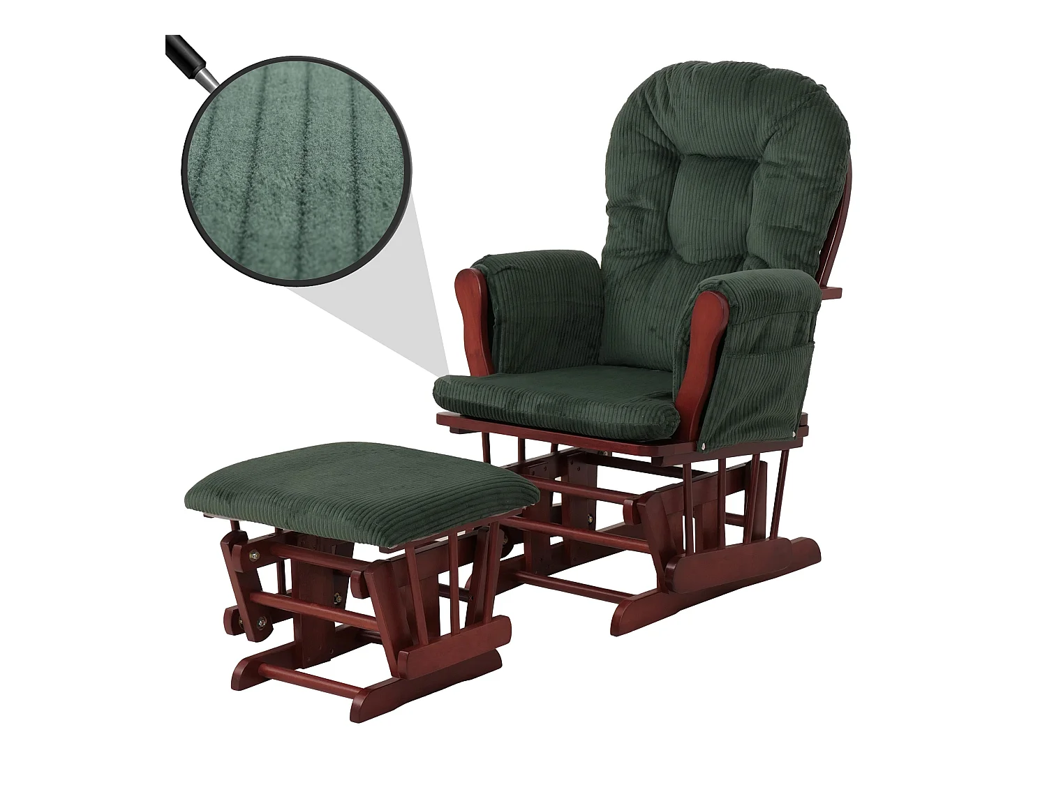 Sillón reclinable MCW-C76,  verde oscuro armazón