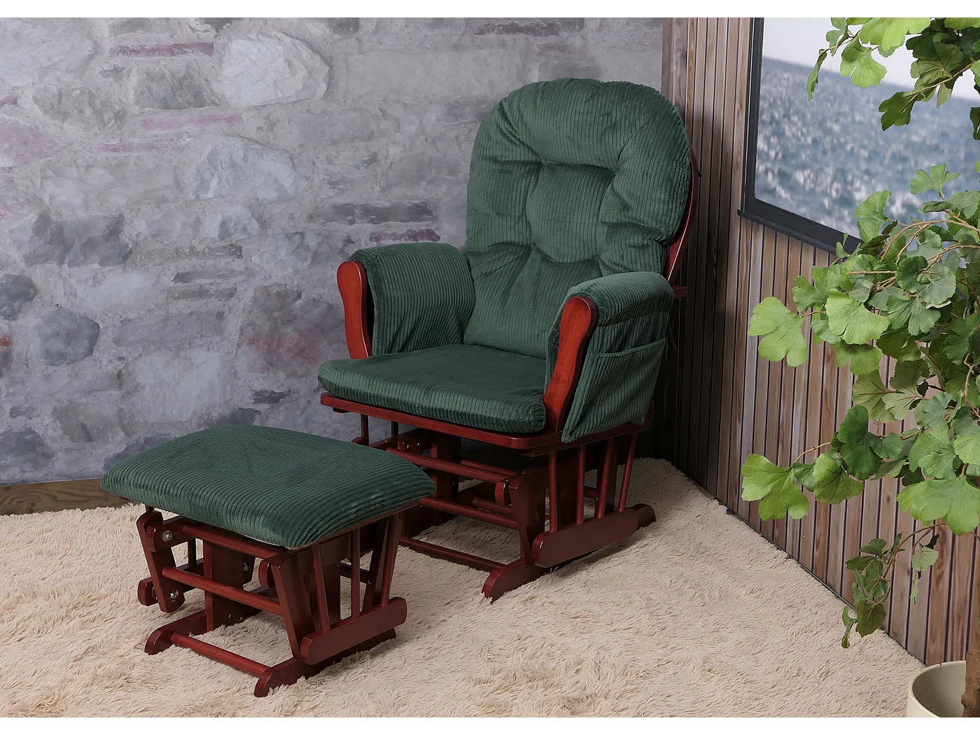 Fauteuil de relaxation MCW-C76,  vert Bâti foncé