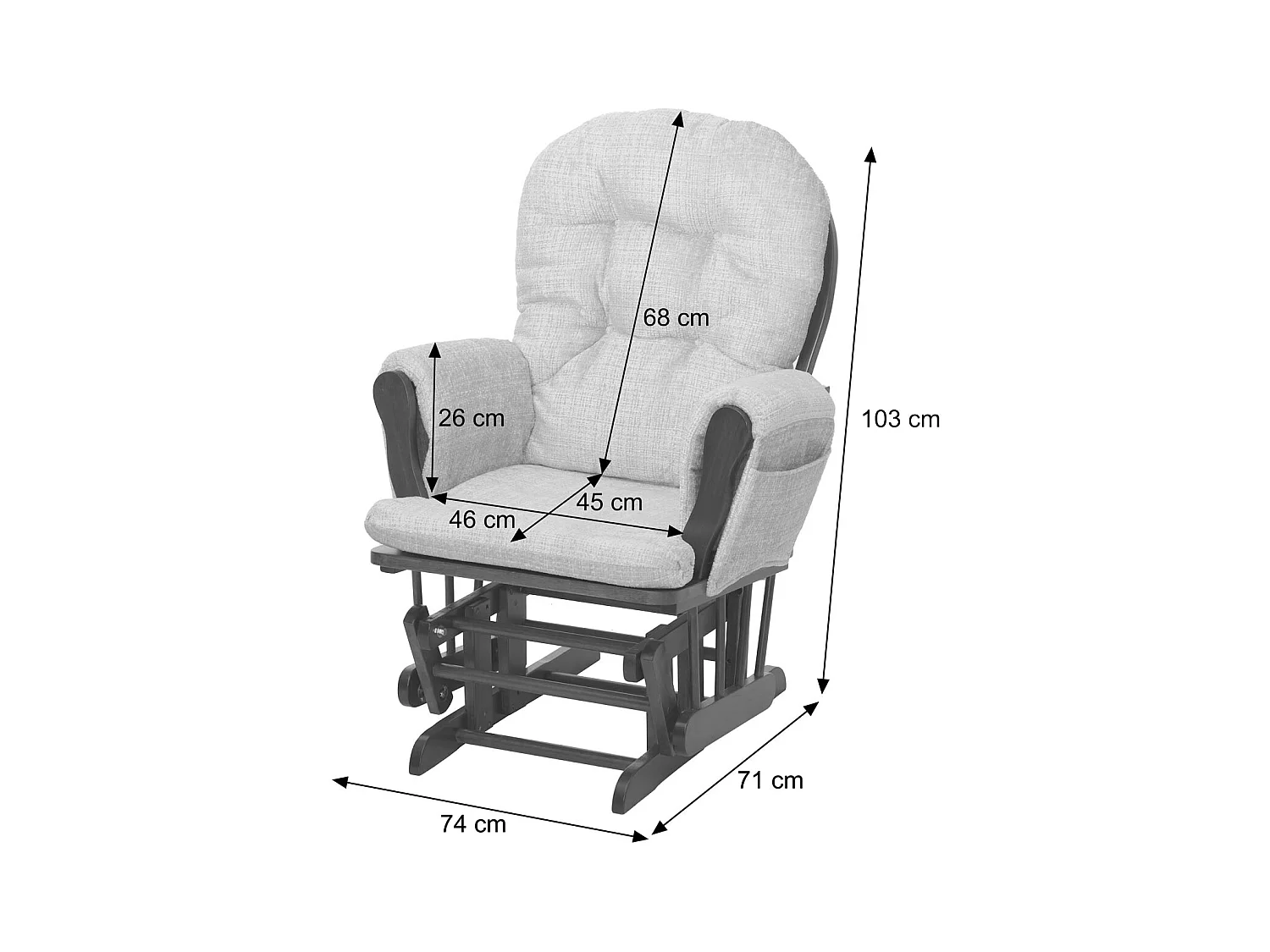 Fauteuil de relaxation MCW-C76,  rose Bâti foncé