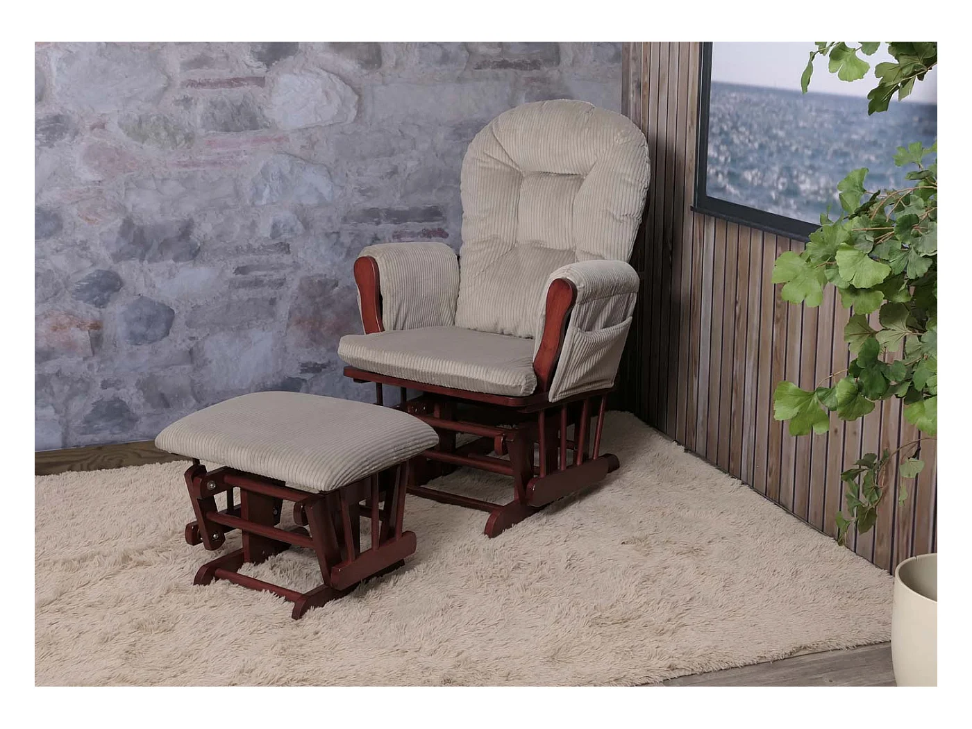 Fauteuil de relaxation MCW-C76,  gris clair Bâti foncé