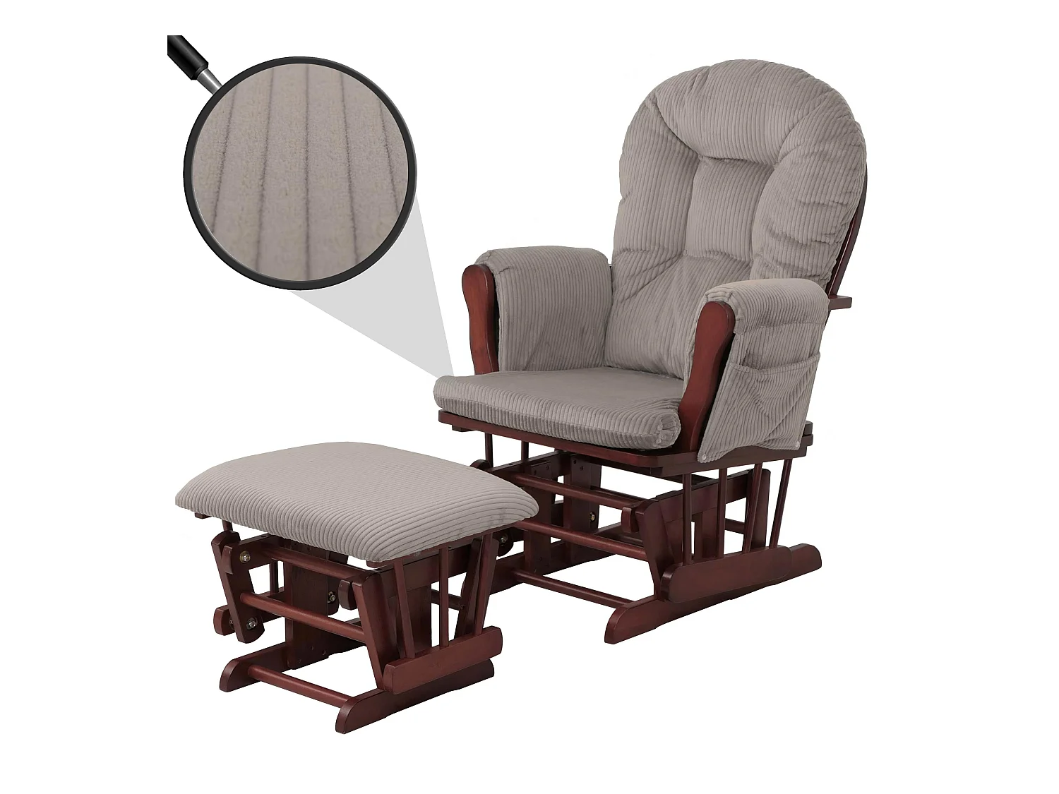 Sillón reclinable MCW-C76,  gris claro estructura oscura