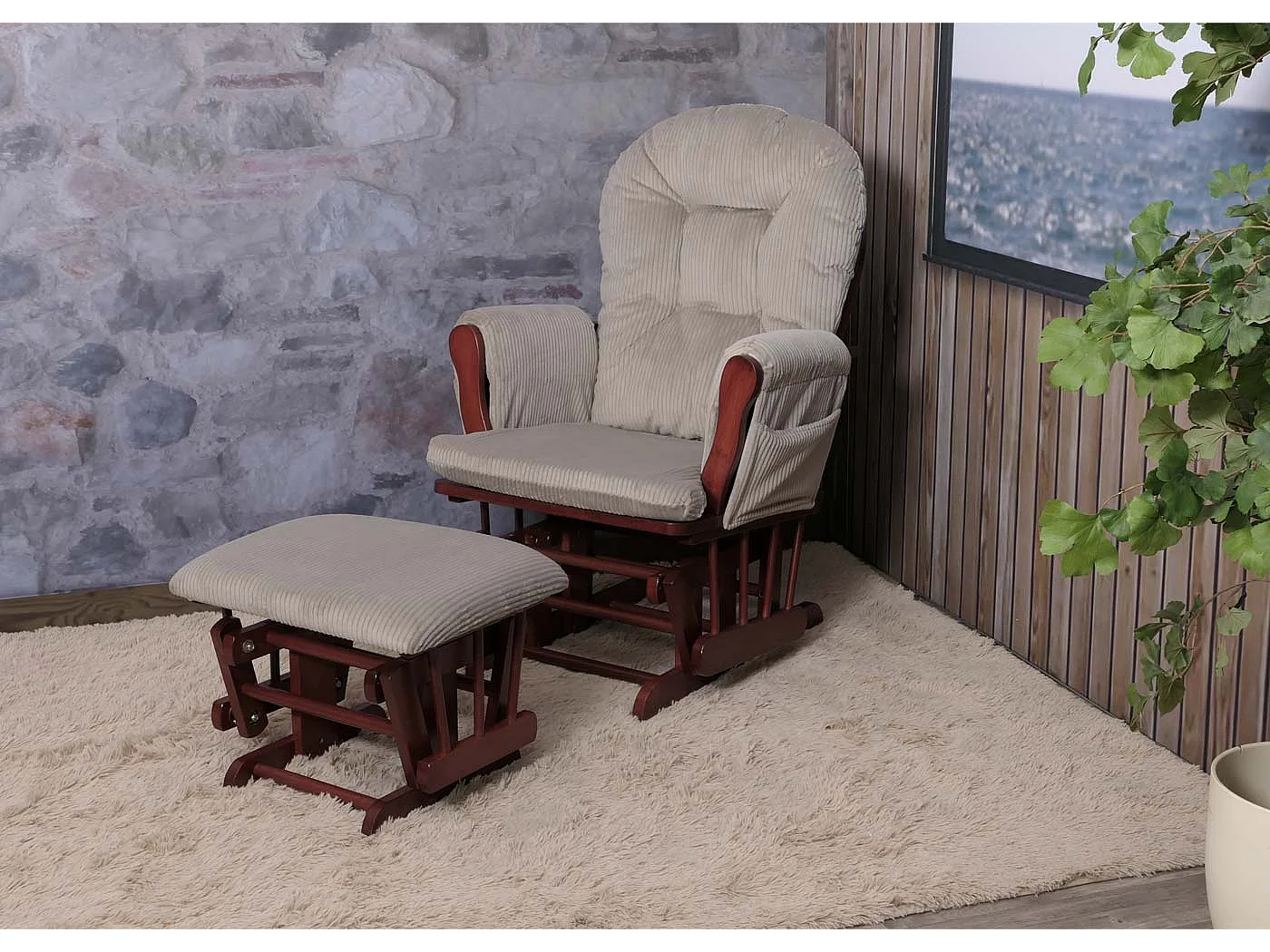 Fauteuil de relaxation MCW-C76,  gris clair Bâti foncé