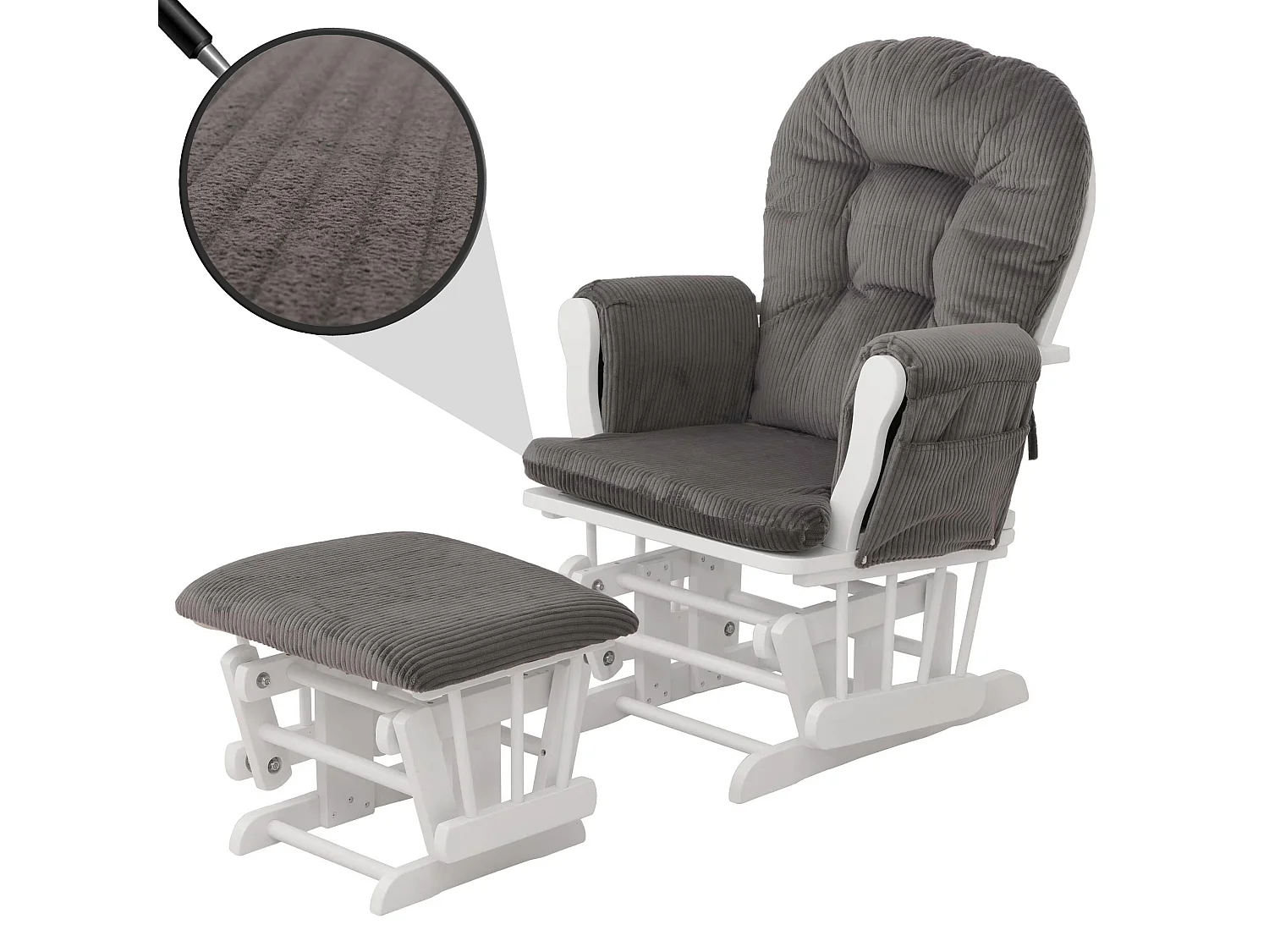 Fauteuil de relaxation MCW-C76,  gris foncé Bâti blanc