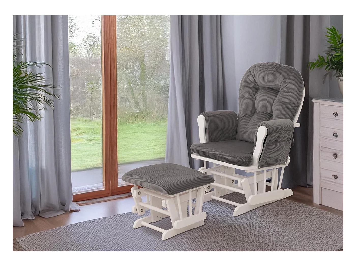 Fauteuil de relaxation MCW-C76,  gris foncé Bâti blanc