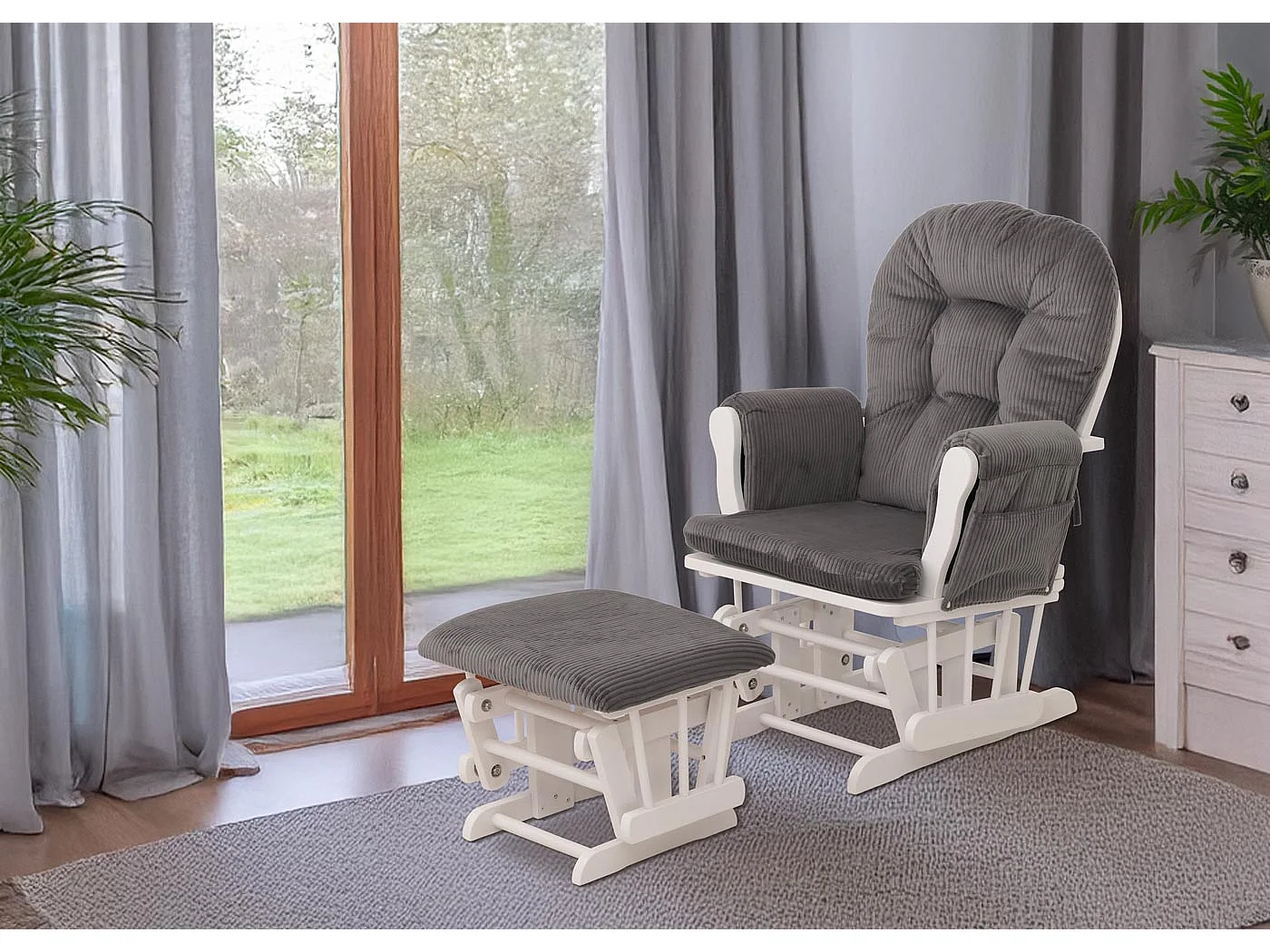 Fauteuil de relaxation MCW-C76,  gris foncé Bâti blanc