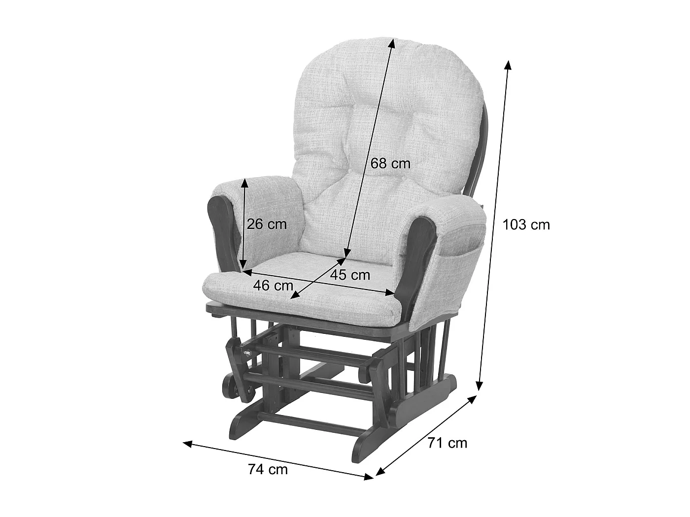 Fauteuil de relaxation MCW-C76,  gris foncé Bâti blanc