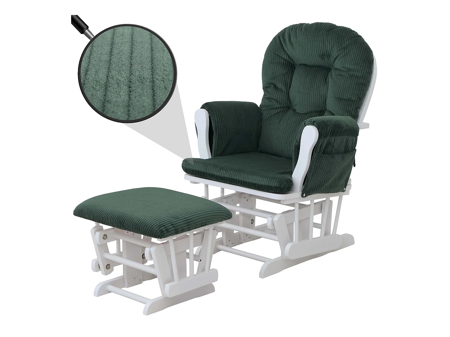 Sillón reclinable MCW-C76,  verde armazón blanco