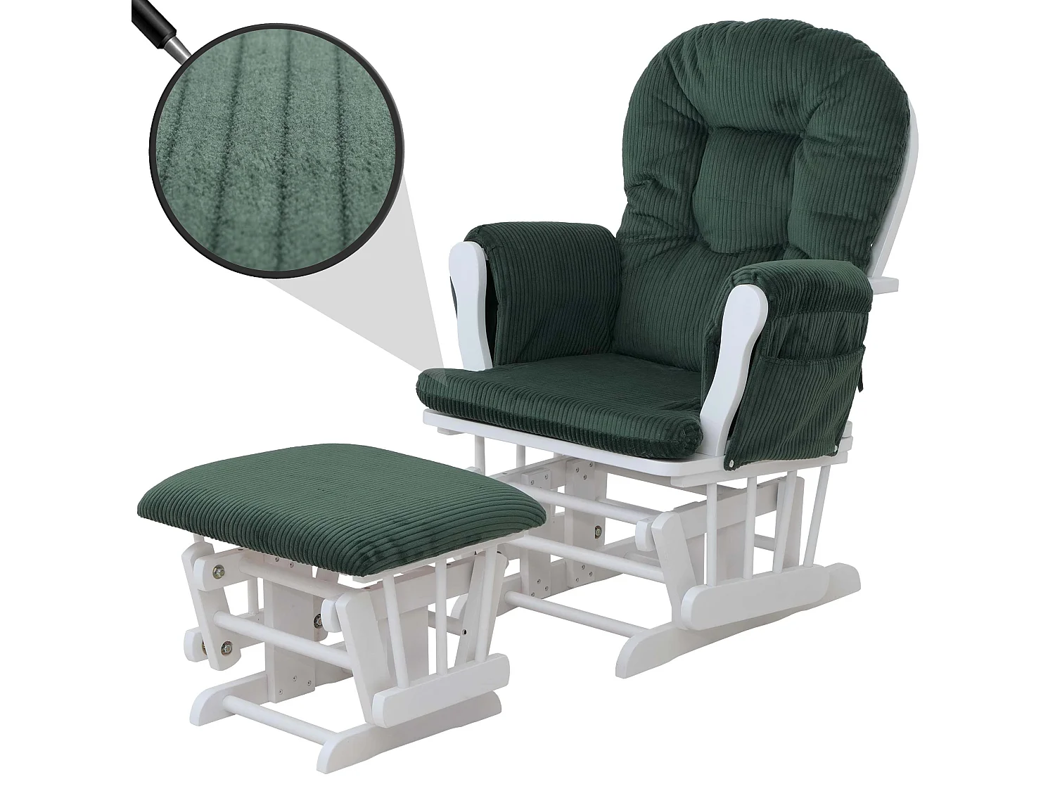 Fauteuil de relaxation MCW-C76,  vert Bâti blanc