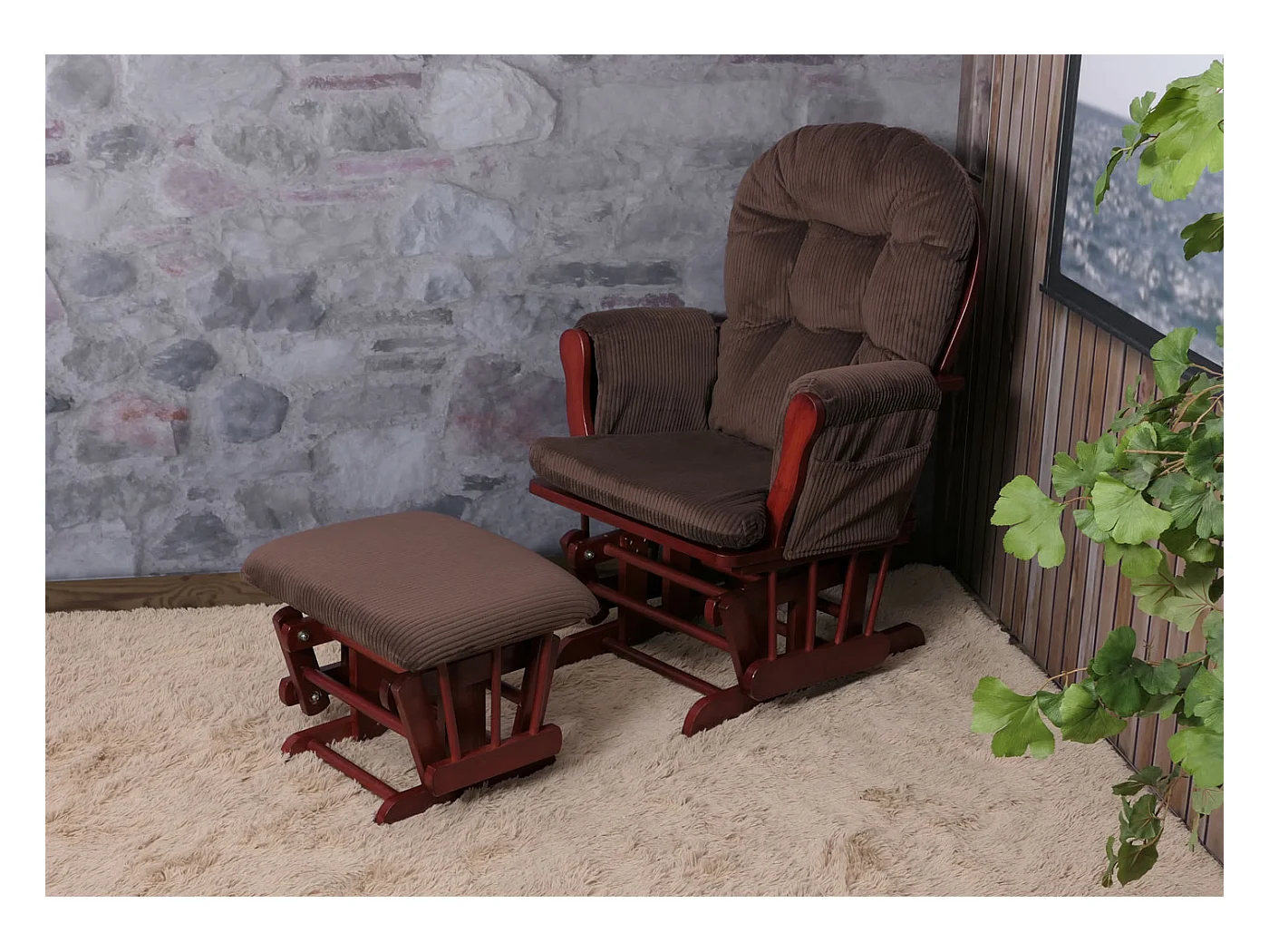 Fauteuil de relaxation MCW-C76,  brun Bâti foncé