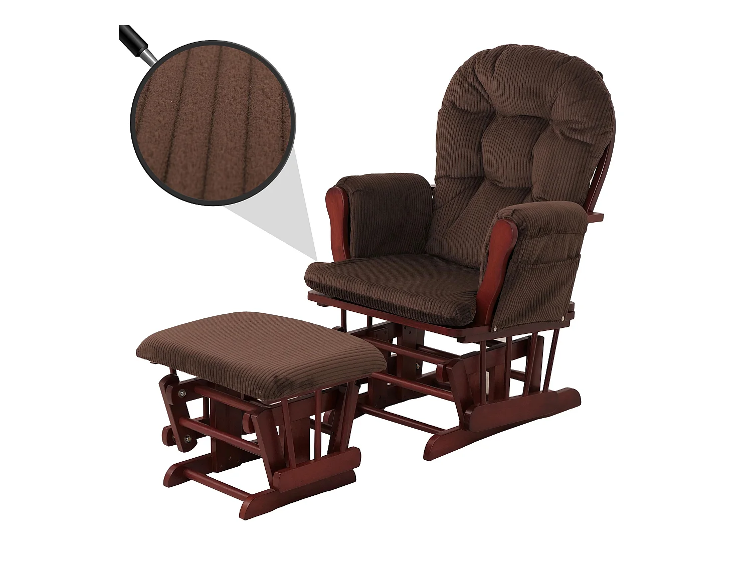 Sillón reclinable MCW-C76,  marrón oscuro armazón