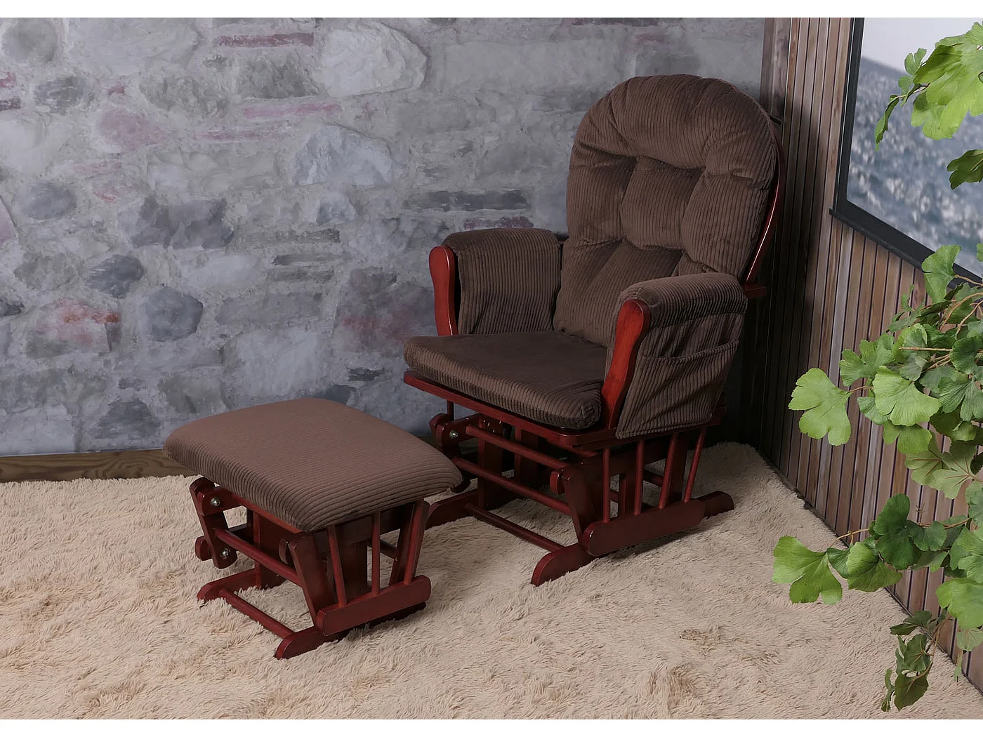 Fauteuil de relaxation MCW-C76,  brun Bâti foncé