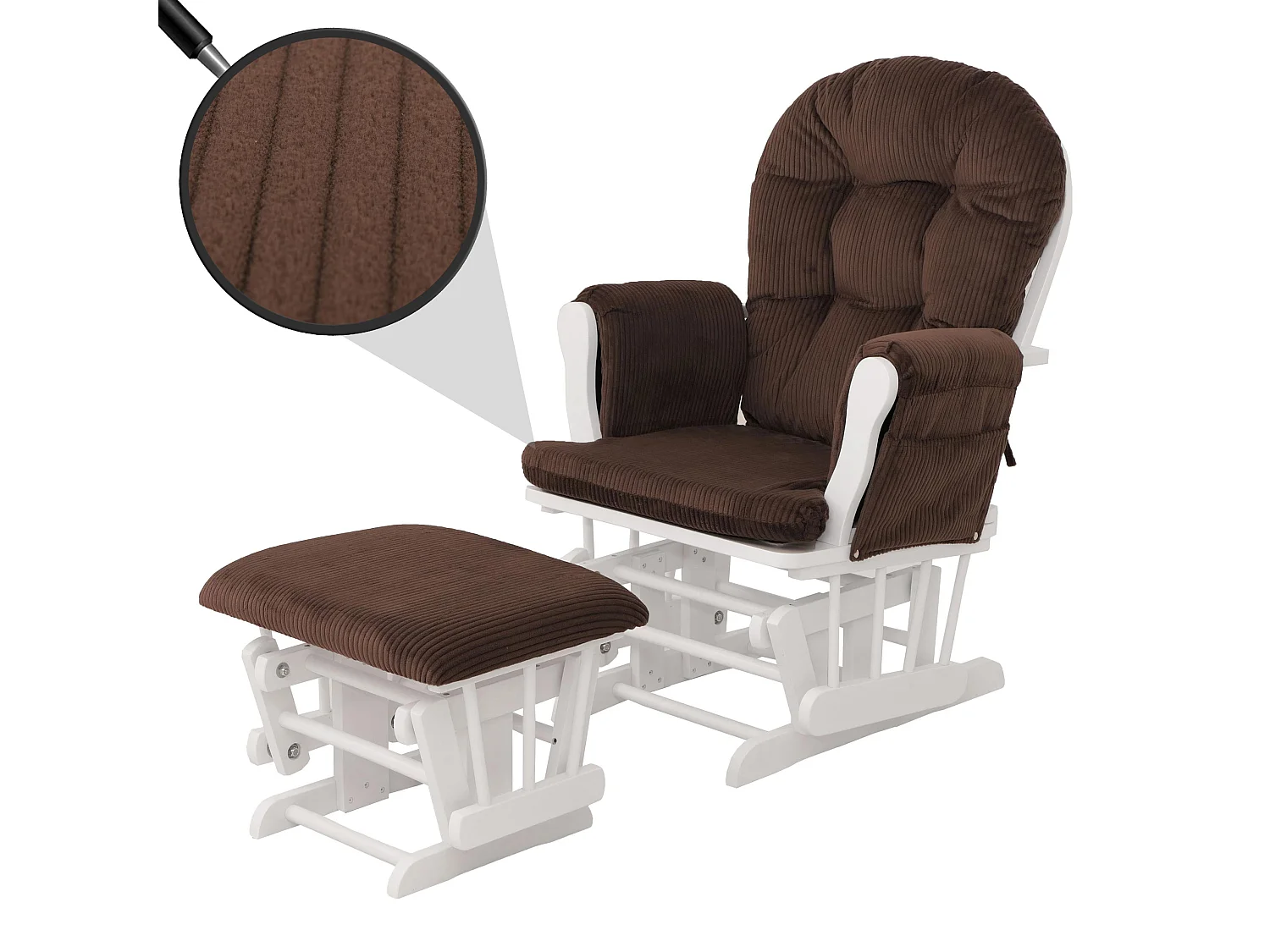 Fauteuil de relaxation MCW-C76,  marron Bâti blanc