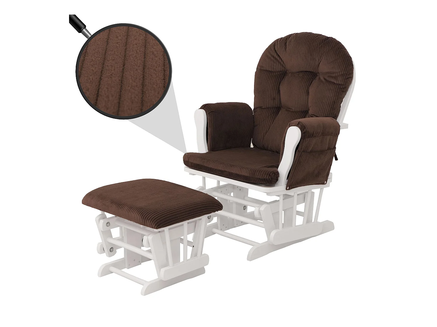 Sillón reclinable MCW-C76,  marrón armazón blanco