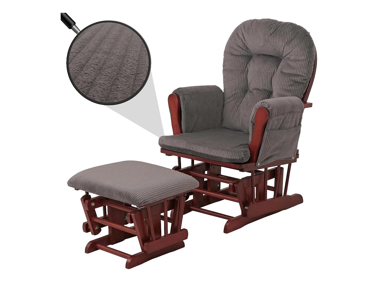 Sillón reclinable MCW-C76,  gris oscuro estructura oscura