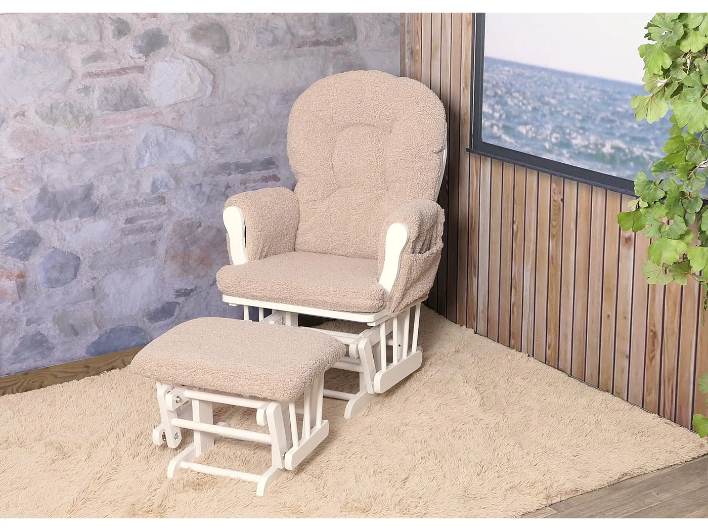 Fauteuil de relaxation MCW-C76,  marron Bâti blanc
