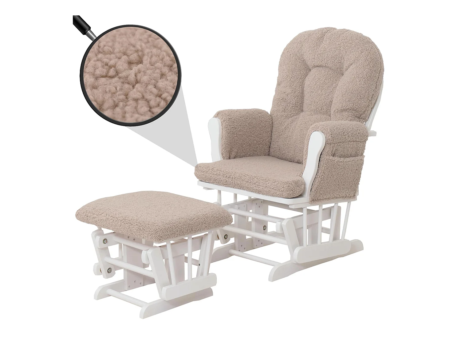 Sillón reclinable MCW-C76,  marrón armazón blanco