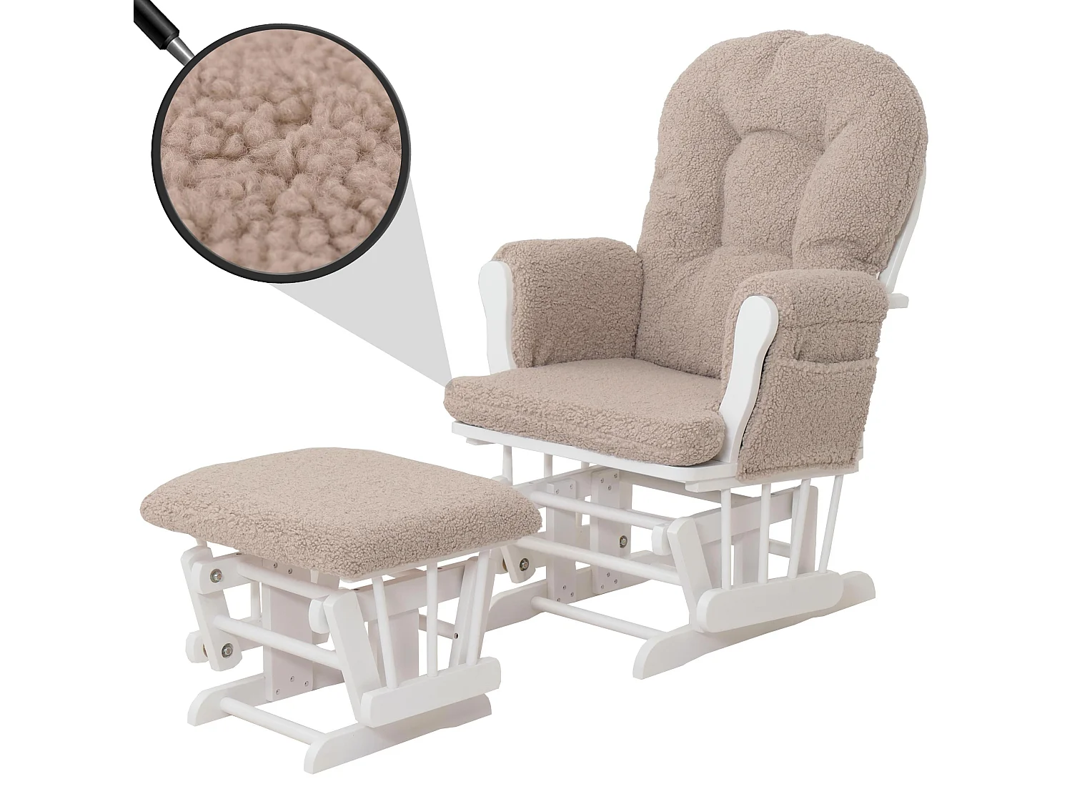Fauteuil de relaxation MCW-C76,  marron Bâti blanc