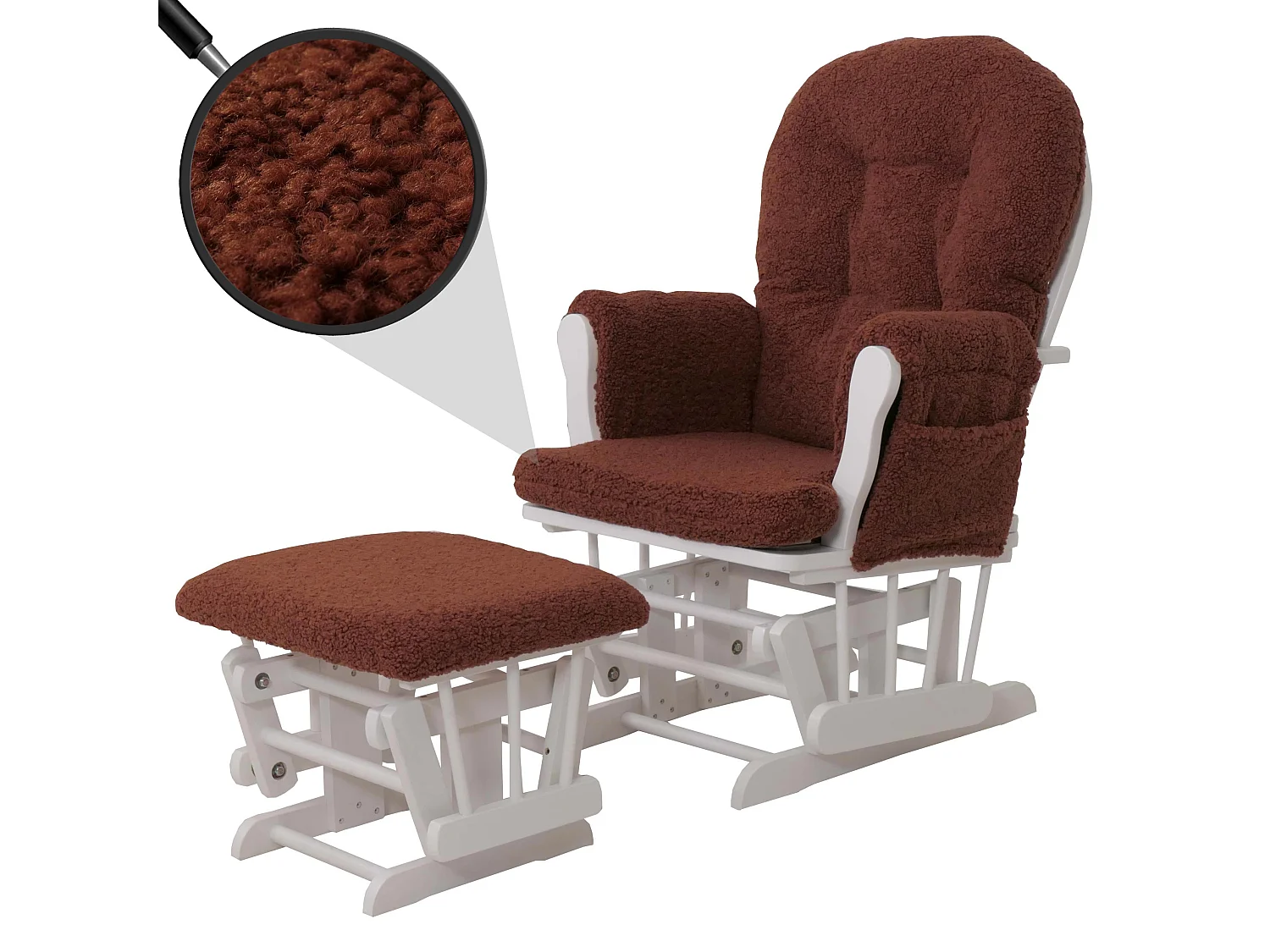 Fauteuil de relaxation MCW-C76,  brun rouille Bâti blanc