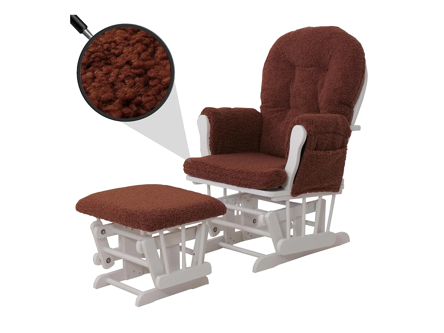 Sillón reclinable MCW-C76,  marrón óxido armazón blanco