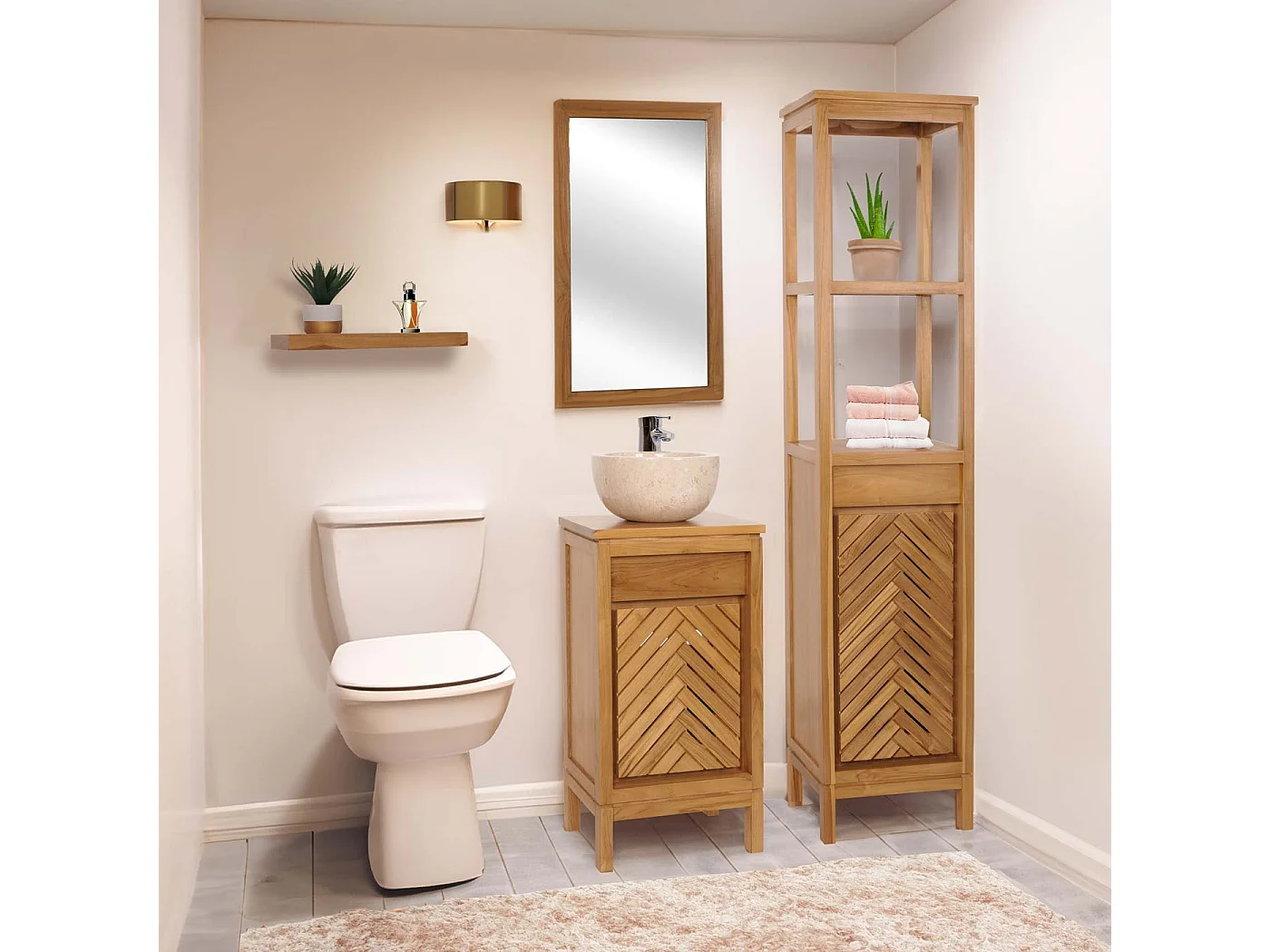 Estantería de pared de teca MCW-M74