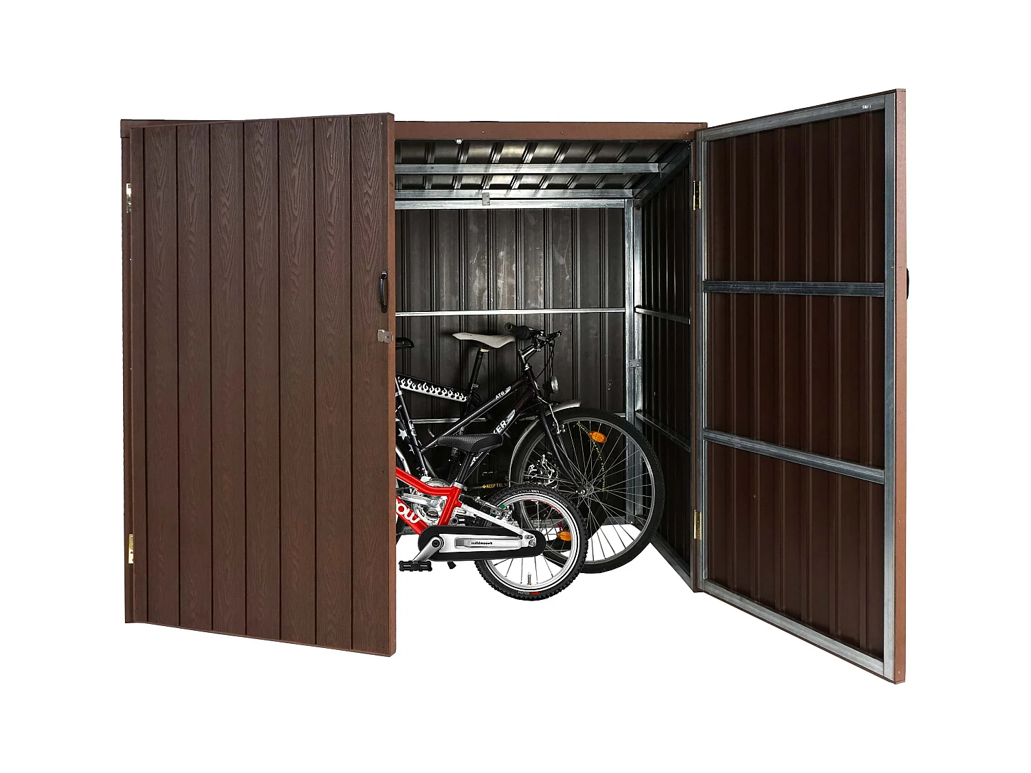 Garage armadio per biciclette serratura MCW-J29 acciaio ~ 4 bici 172x213x160cm marrone