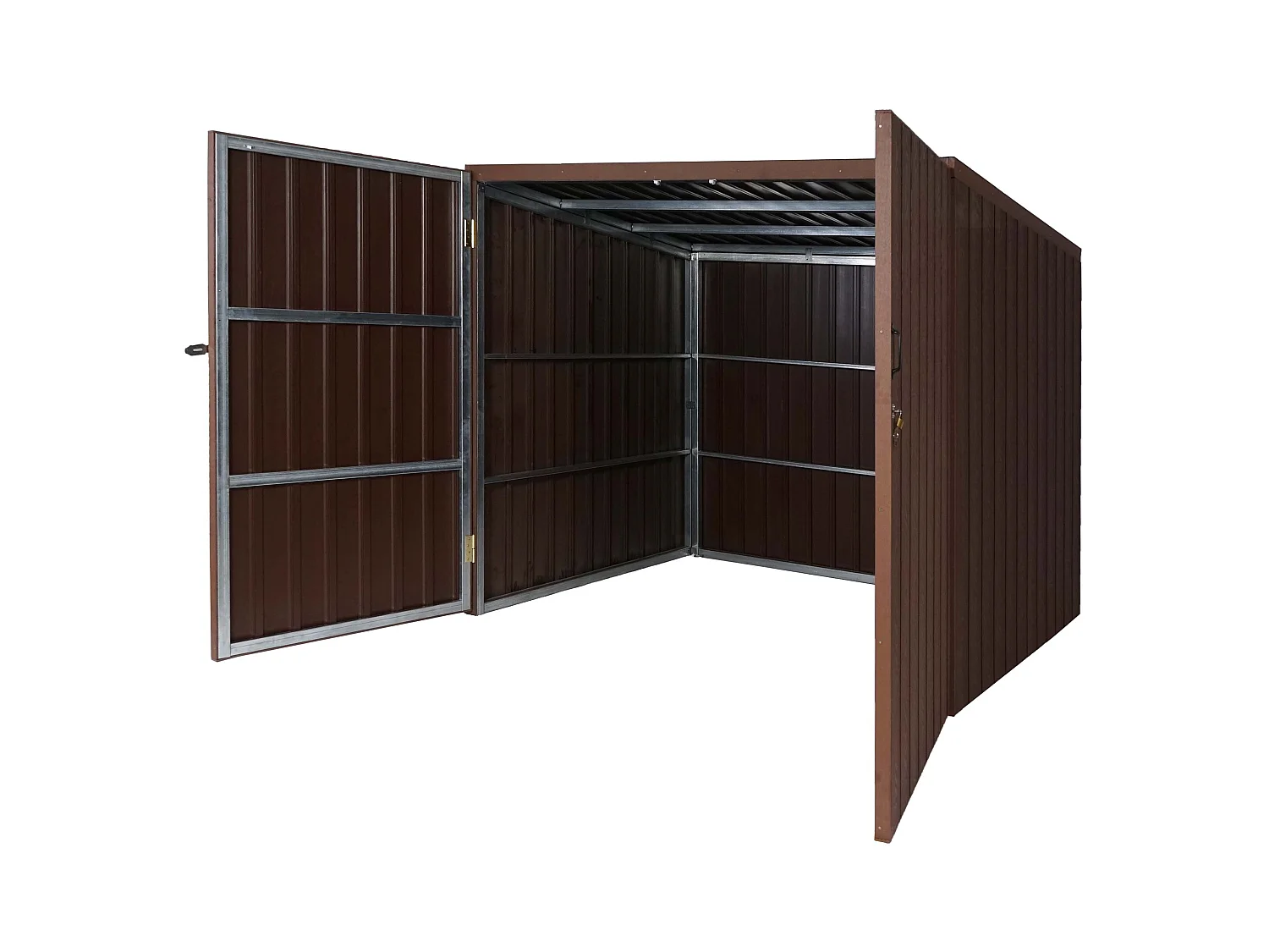 Garage armadio per biciclette serratura MCW-J29 acciaio ~ 4 bici 172x213x160cm marrone