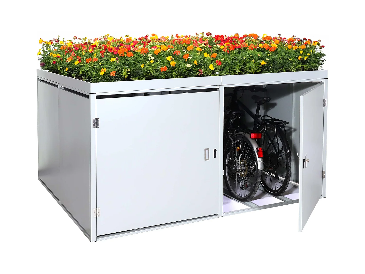 Garage voor 4 fietsen Plantenbak MCW-L56b,  lichtgrijs