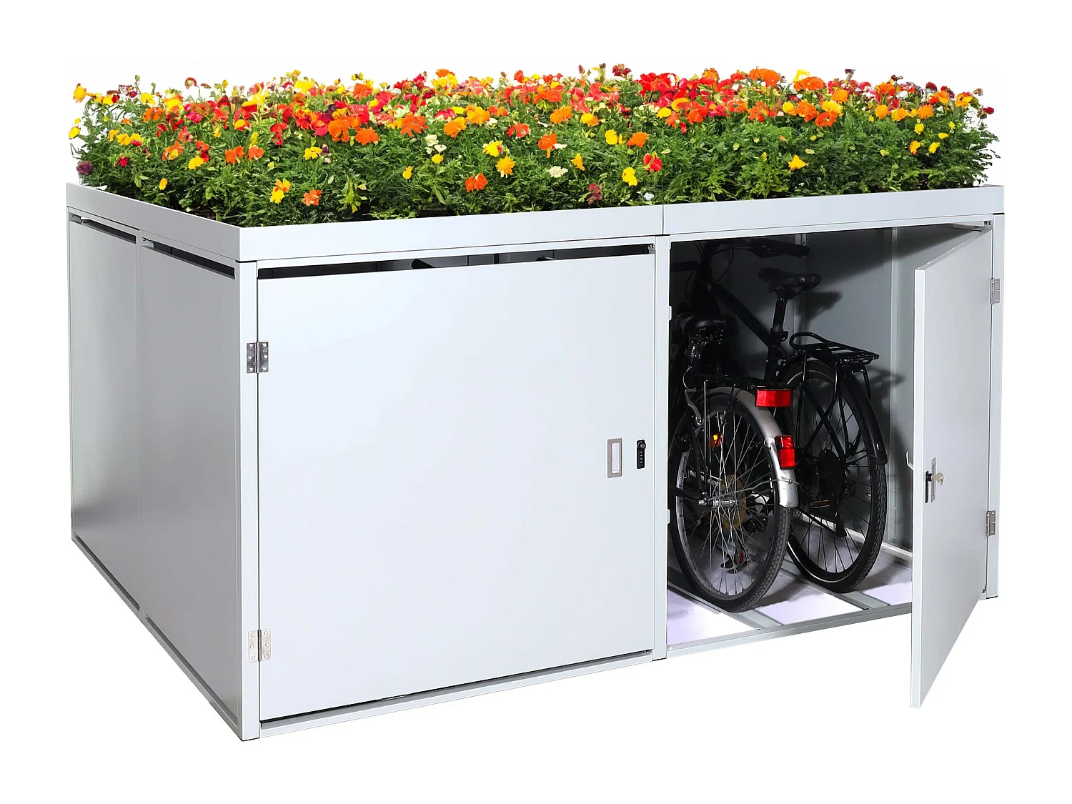 4er-Fahrradgarage Pflanzkasten MCW-L56b, Hellgrau
