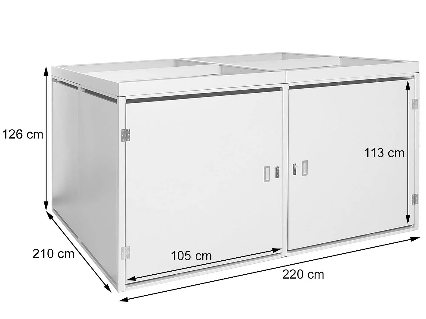 Garage armadio per 4 biciclette con serratura e fioriera MCW-L56b ferro acciaio zincato 126x220x210cm grigio