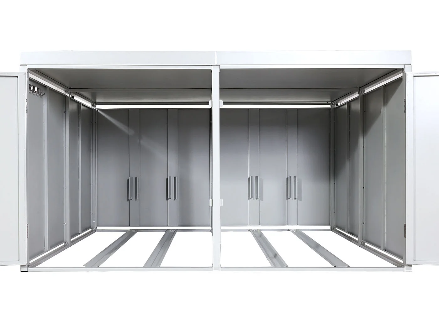 Garage armadio per 4 biciclette con serratura e fioriera MCW-L56b ferro acciaio zincato 126x220x210cm grigio