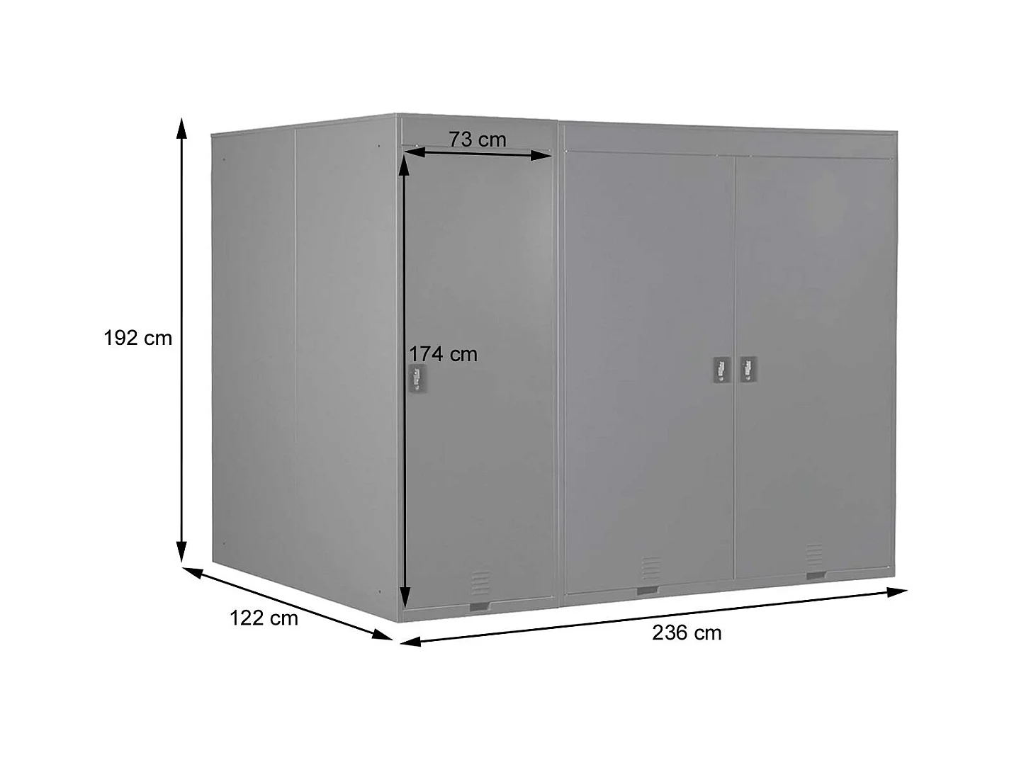 3er-Fahrradgarage MCW-H66, Hellgrau