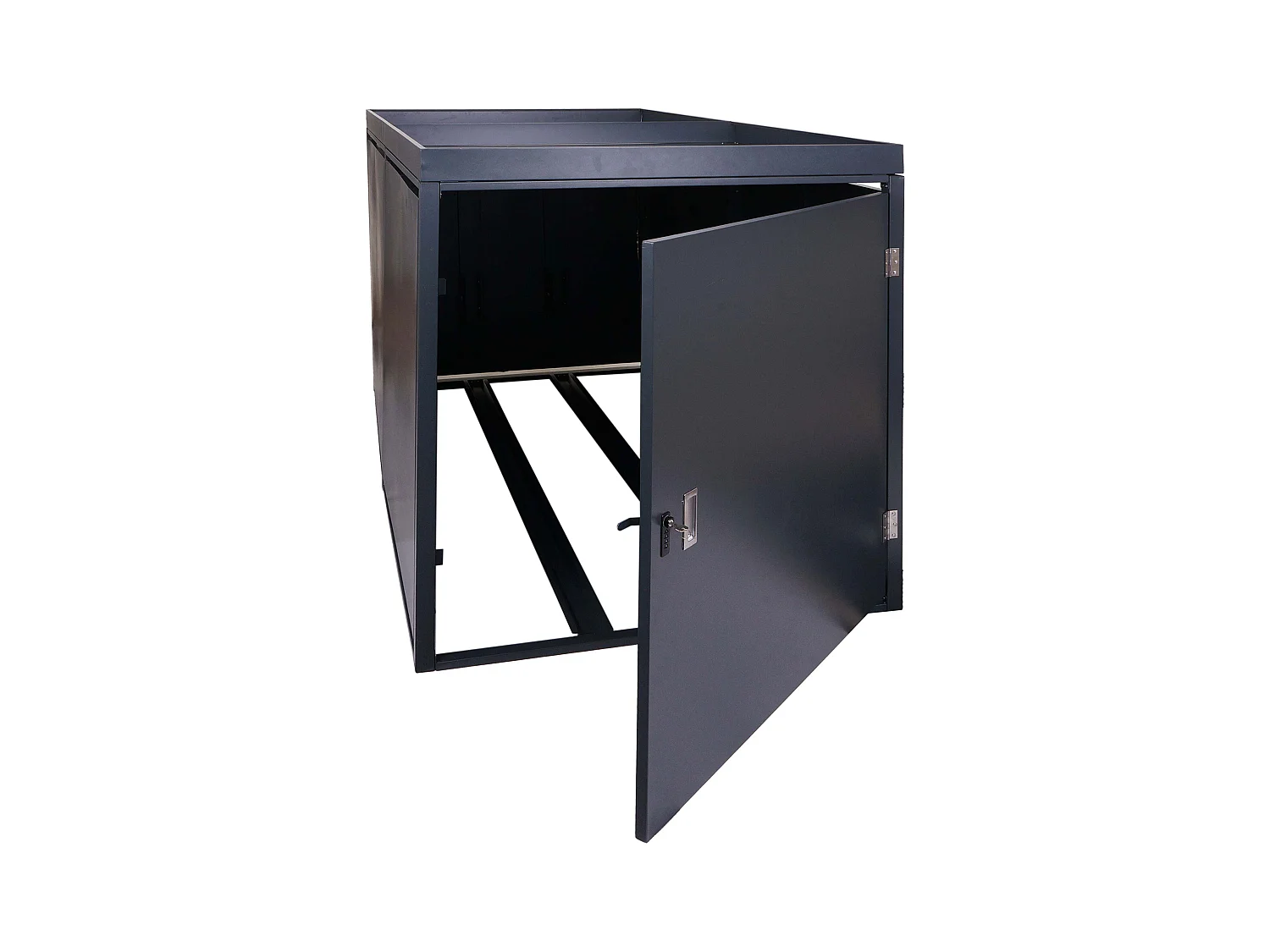 Garage armadio per 2 biciclette con serratura e fioriera MCW-L56b ferro acciaio zincato 125x113x208cm antracite