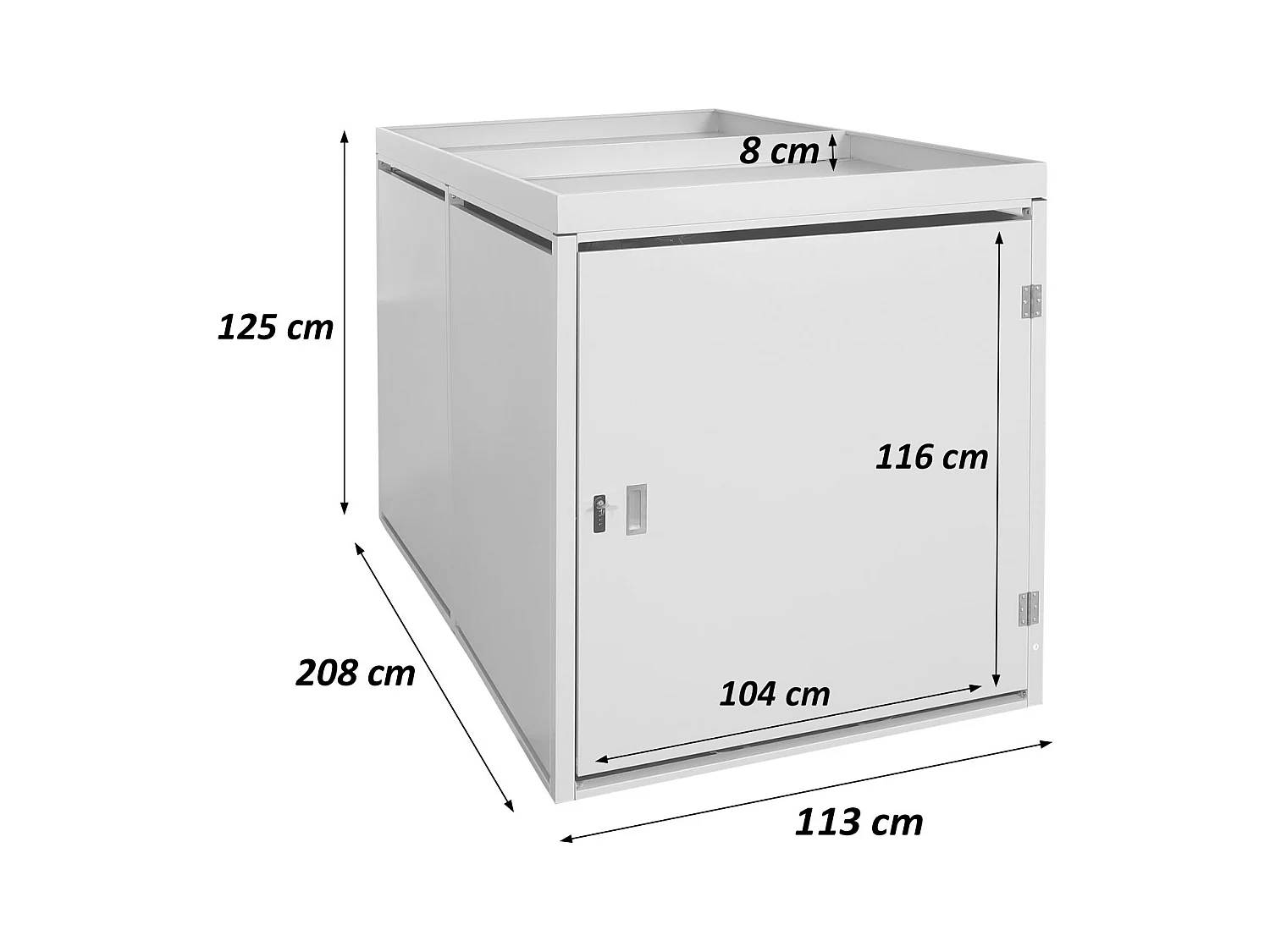 Garage armadio per 2 biciclette con serratura e fioriera MCW-L56b ferro acciaio zincato 125x113x208cm antracite