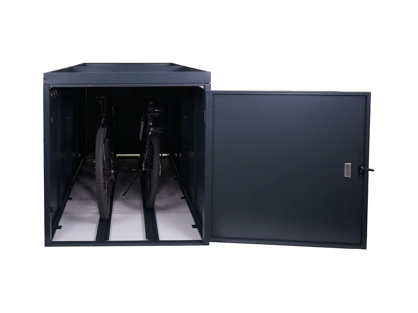 Garage armadio per 2 biciclette con serratura e fioriera MCW-L56b ferro acciaio zincato 125x113x208cm antracite